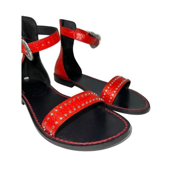 Zadig & Voltaire Red Sandals with Silver Accents - Picture 6 of 11